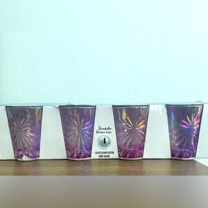 Circleware Brackston Pink Radiance Pearl 1.6oz Clear Luster Shot Glass S/4 NEW